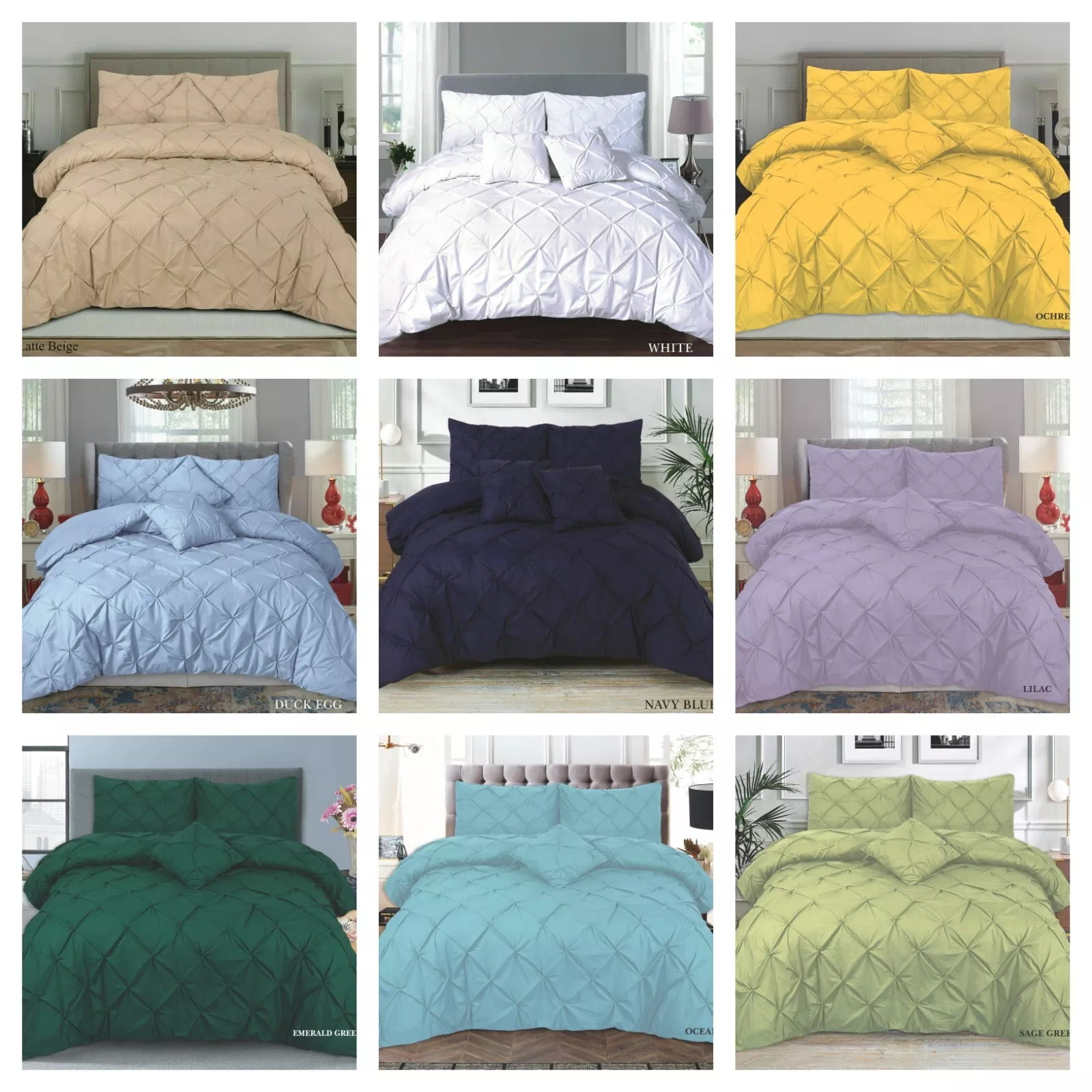 Pintuck Quilt Duvet Cover Bedding Set Single Doubl
